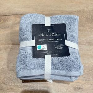 NEW Brooks Brothers Blue Zero Twist Solucell Cotton 4 Pc TOWEL SET Washcloth